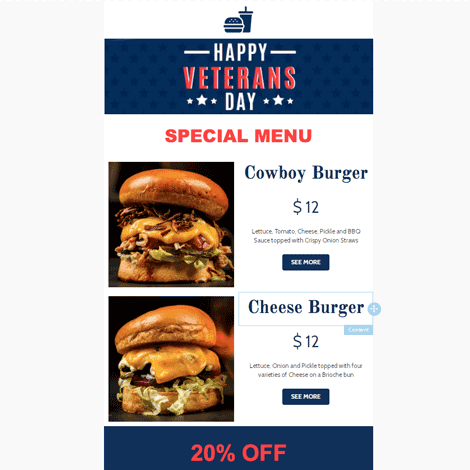 Veterans Day Food Specials Blue